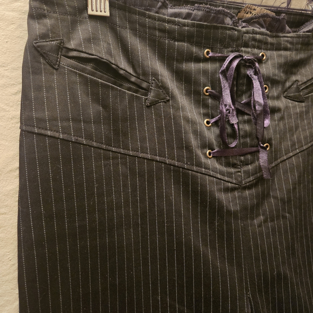 Buffalo David Bitton Black Pinstripe Pencil Skirt with Purple Lace-Up - Picture 3 of 8